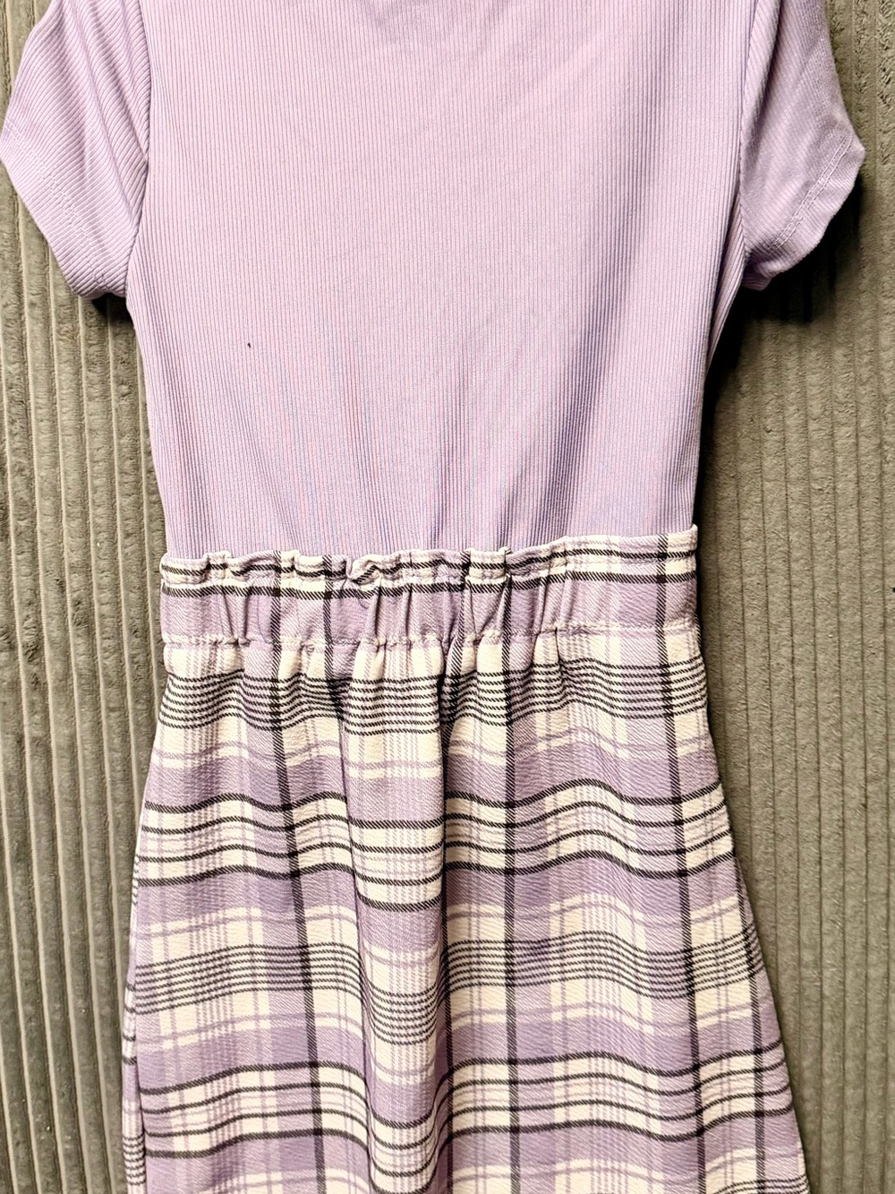 Girls' Lavender Plaid One-Piece Dress